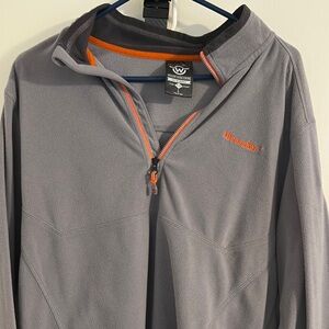 Moosejaw Gray Fleece Jacket with Orange Accents